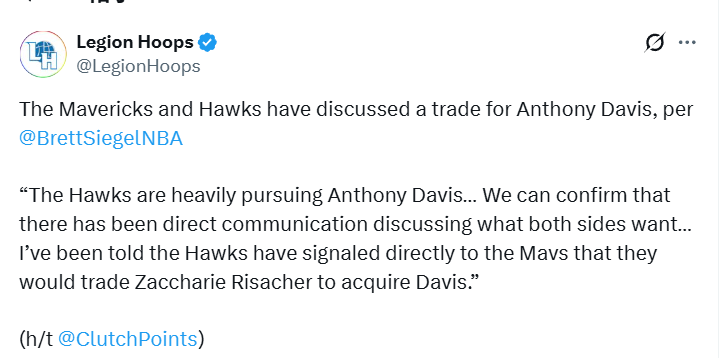 开云入口-独行侠老鹰谈判浓眉交易！名记列5队方案：克莱重返勇士+杨去国王