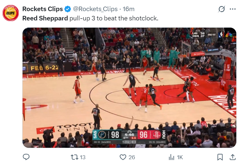 谢泼德末节12分登全美热搜！火箭官方为他鼓掌 休媒盼给核心地位