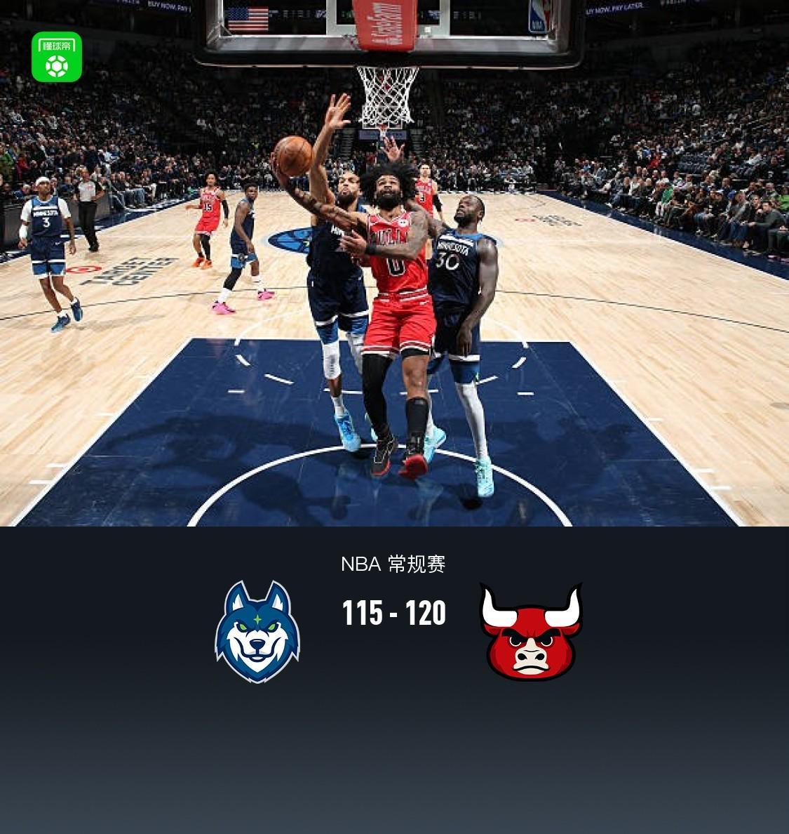 开云官网-公牛120-115险胜森林狼，科比-怀特22分，爱德华兹25中9得20分